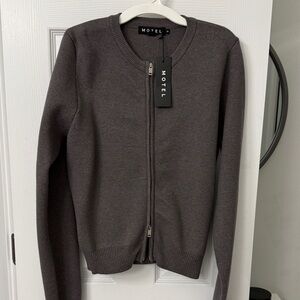 Motel Rocks Women's gray Zip-Up Cardigan